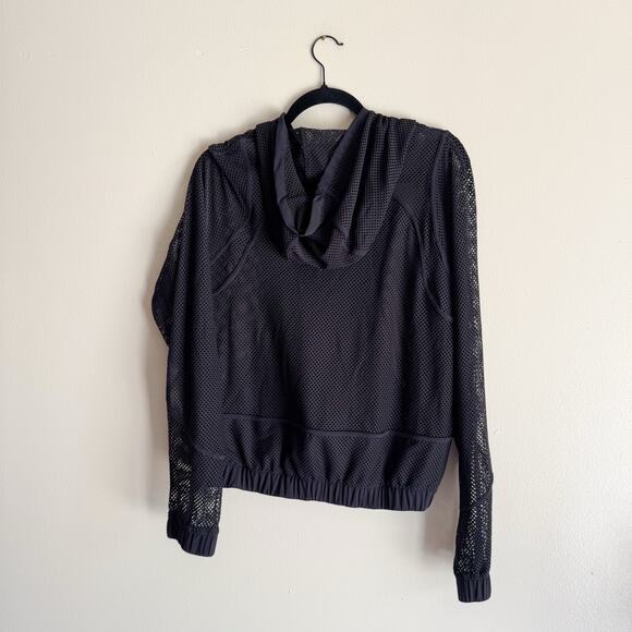 Lululemon Black Mesh Relaxed Fit Full Zip Hooded Jacket - Size 8 - Picture 7 of 9